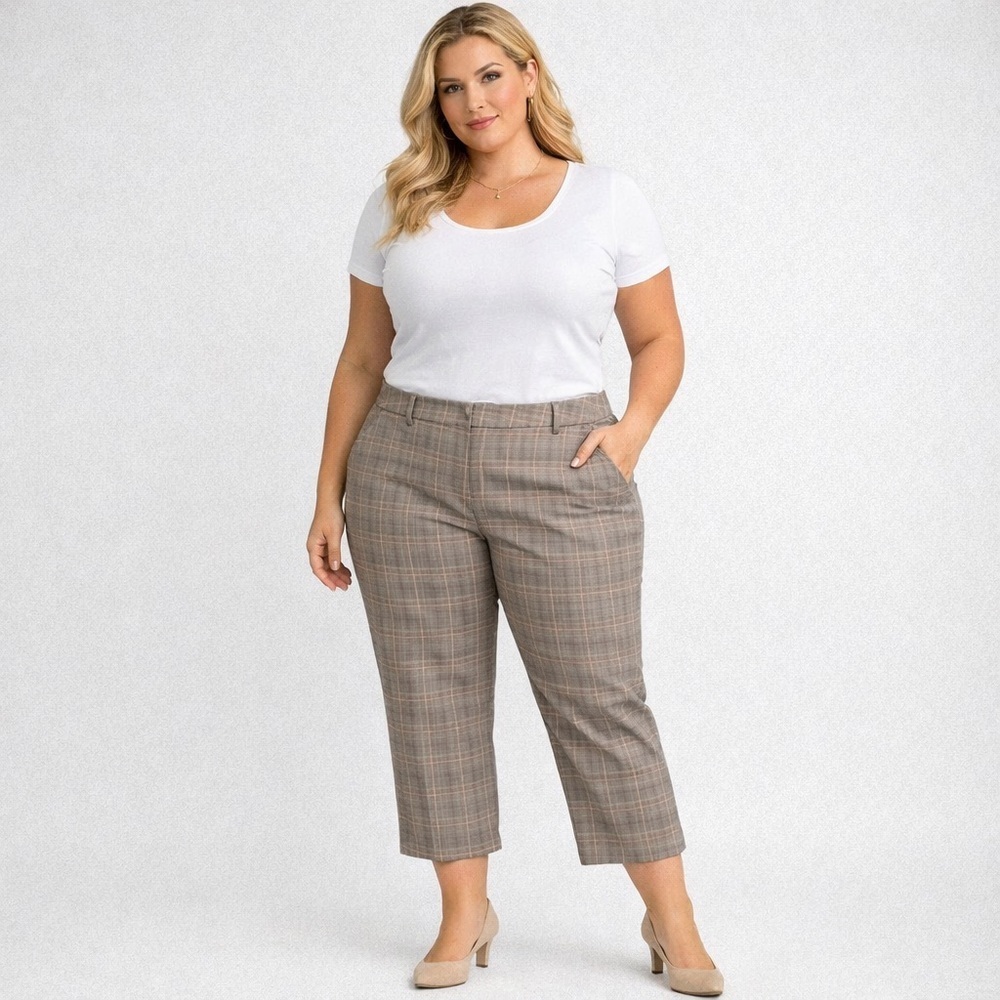 NWT Penningtons Savvy Plaid Cropped Trouser Pant Capris